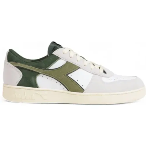 Sneakers, male, , Size: 10 1/2 US Green Sporty Sneakers Leather Fabric - Diadora - Modalova