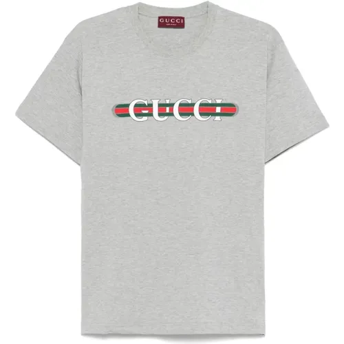 T-Shirts, female, , Size: S Grey Crew Neck T-shirts and Polos - Gucci - Modalova