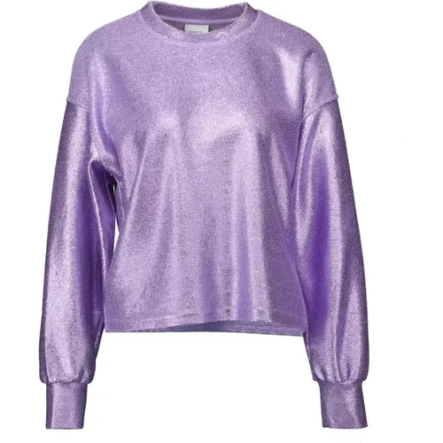 Lila Metallic Sweater mit Glamour-Touch , Damen, Größe: S - Dante 6 - Modalova