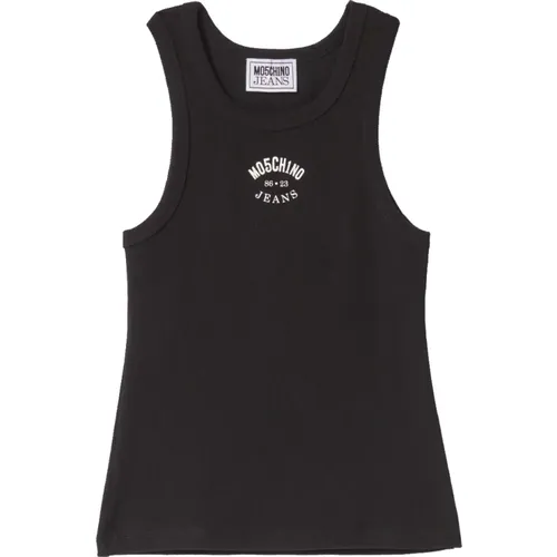 Sleeveless Tops, female, , Size: XL Ribbed Logo Tank Top - Moschino - Modalova