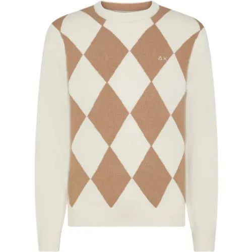 Argyle Warm Cream Sweater , Herren, Größe: M - Sun68 - Modalova