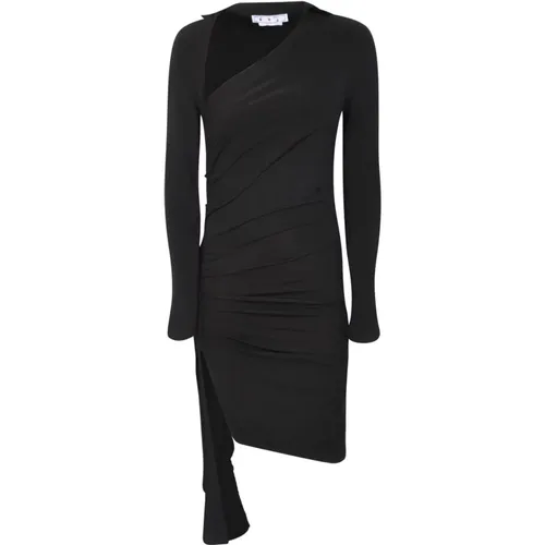 Elegantes Schwarzes Drapiertes Kleid , Damen, Größe: 2XS - Off White - Modalova