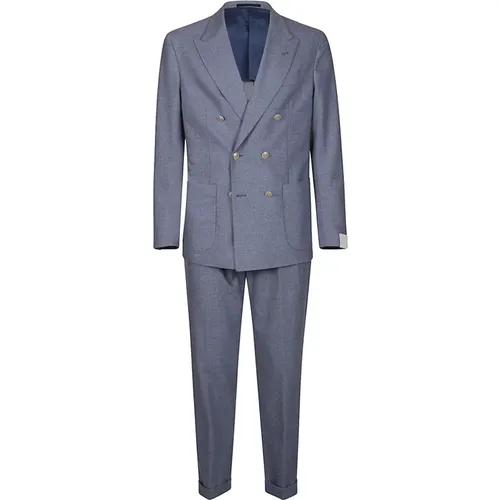 Double Breasted Suits, male, , Size: 3XL Double-Breasted Cashmere Wool Suit - Eleventy - Modalova