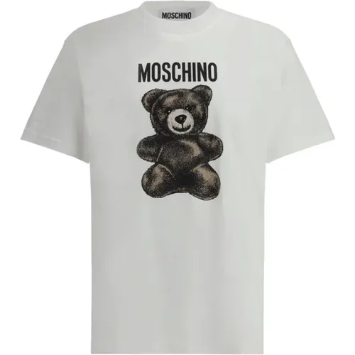 T-Shirts, male, , Size: M Bold Maxi Print Cotton T-shirt - Moschino - Modalova