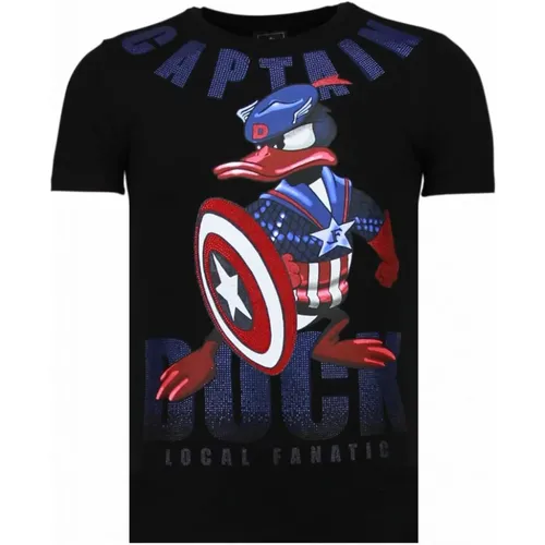 Captain Duck Rhinestone - Herren T-Shirt - 6007Z , Herren, Größe: S - Local Fanatic - Modalova