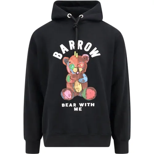 Iconic Baumwoll-Sweatshirt,Schwarzer Unisex-Sweatshirt mit Logo-Print - Barrow - Modalova