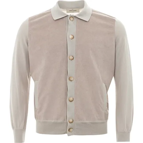 Alcantara and Cotton Buttoned Shirt , male, Sizes: L - Gran Sasso - Modalova