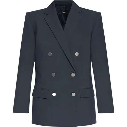 Blazers, female, , Size: S Oversized Double-Breasted Wool Blazer - Theory - Modalova