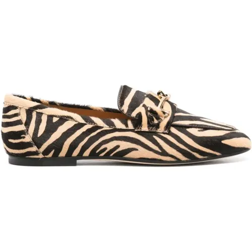 Loafers, female, , Size: 8 US Flat shoes with tiger print detail - TOD'S - Modalova