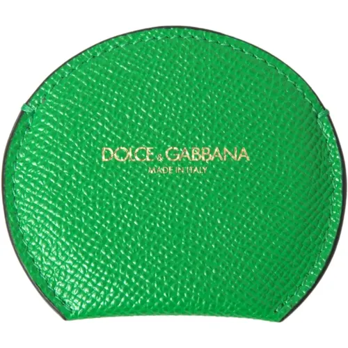 Grüner Leder Runder Logo Handspiegelhalter - Dolce & Gabbana - Modalova