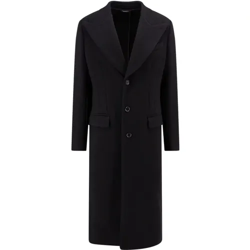 Schwarze Wollmischung Jacke mit Spitzem Revers - Dolce & Gabbana - Modalova