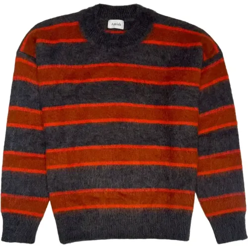 Striped Mohair Crew Sweater , male, Sizes: M, S - Amish - Modalova
