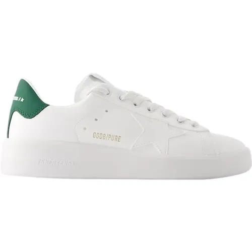 Weiße/Grüne Ledersneakers - Pure Star , Herren, Größe: 40 EU - Golden Goose - Modalova