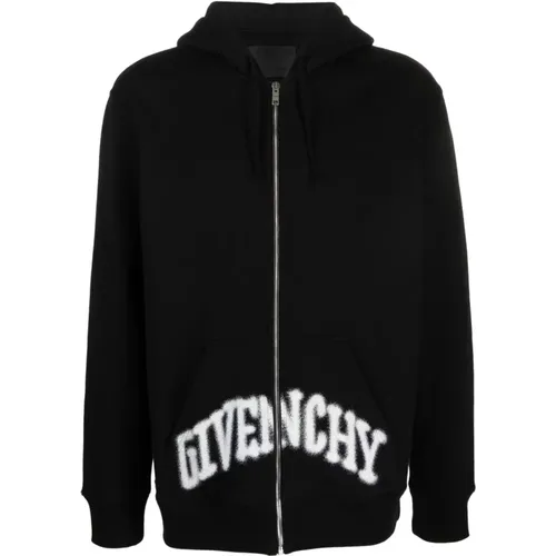 Zip-throughs, male, , Size: L Hooded Sweater with Paris Skull Print - Givenchy - Modalova