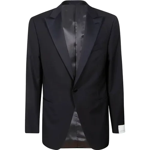 Single Breasted Suits, male, , Size: L Wool Smoking Suit - Caruso - Modalova