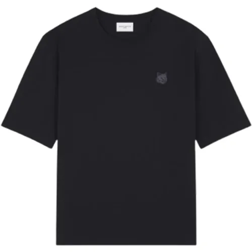 Fettes Fuchskopf Patch T-Shirt (Schwarz) - Maison Kitsuné - Modalova