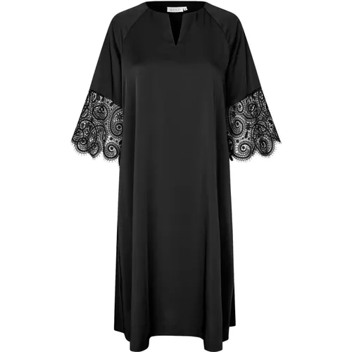 Elegantes Schwarzes Kleid mit Spitzen Details , Damen, Größe: 2XL - Masai - Modalova