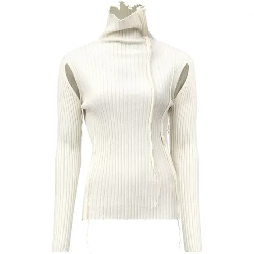 Turtlenecks, female, , Size: M Turtleneck Sweater with Cut-Out Details - MM6 Maison Margiela - Modalova