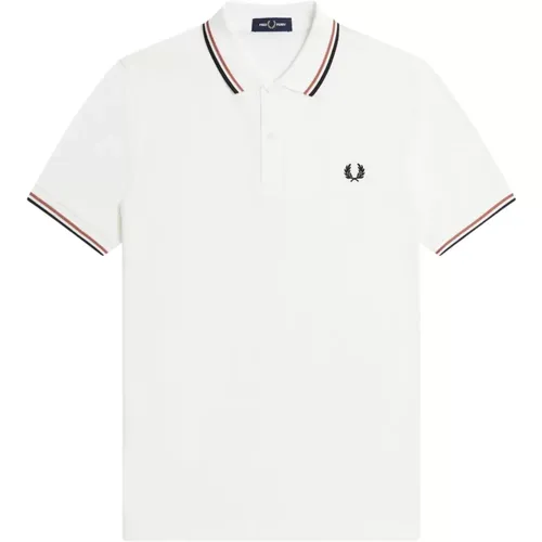 Polo Shirts, male, , Size: S Classic Cotton Piqué Polo with Double Stripe - Fred Perry - Modalova