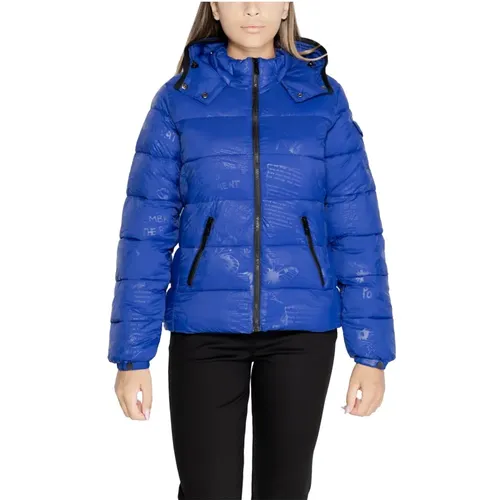 Hellblaue Kapuzenjacke mit Reißverschluss , Damen, Größe: M - Desigual - Modalova