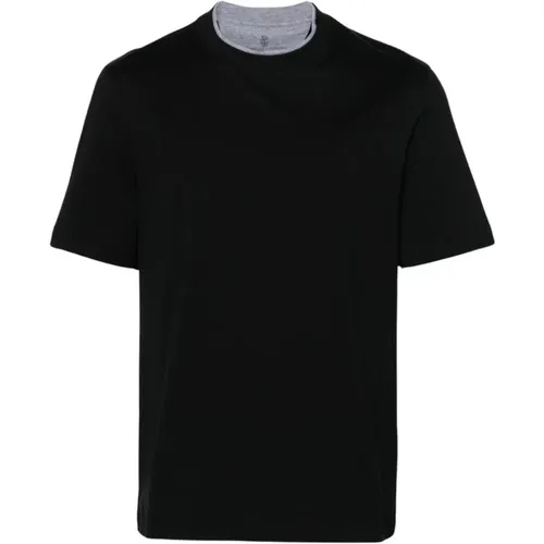 Schwarze T-Shirts & Polos für Männer , Herren, Größe: M - BRUNELLO CUCINELLI - Modalova