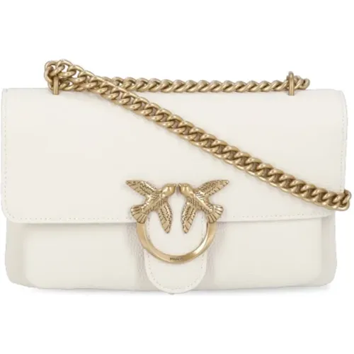 Cross Body Bags, female, , Size: ONE SIZE Ivory Shoulder Bag Love Birds Logo - pinko - Modalova