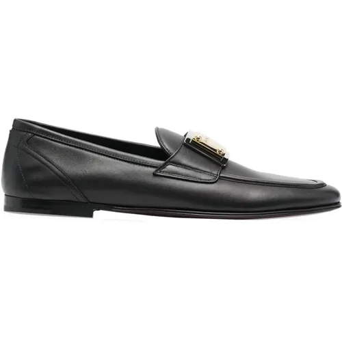 Leather Logo Loafers , male, Sizes: 6 UK, 5 1/2 UK - Dolce & Gabbana - Modalova