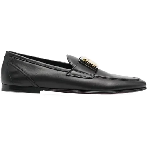 Leather Logo Loafers , male, Sizes: 6 UK, 5 1/2 UK, 9 UK - Dolce & Gabbana - Modalova