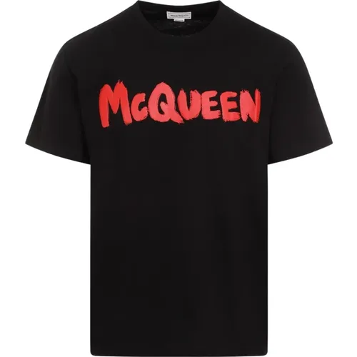 Schwarzes Crew Neck Logo T-Shirt , Herren, Größe: L - alexander mcqueen - Modalova