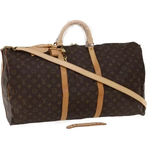 Pre-owned Weekend Bags, female, , Size: ONE SIZE Pre-owned Brunt Canvas Louis Vuitton Keepall - Louis Vuitton Vintage - Modalova