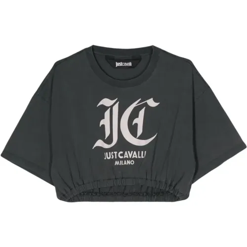 Schwarzes Logo T-Shirt Polo , Damen, Größe: S - Just Cavalli - Modalova