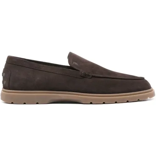 Loafers, male, , Size: 9 US Suede Slip-On Flat Shoes - TOD'S - Modalova