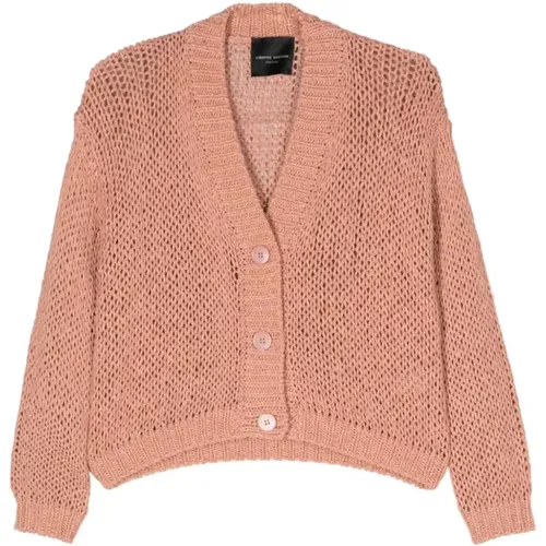 Weißer Baumwollstrickknopf-Cardigan , Damen, Größe: M - Roberto Collina - Modalova