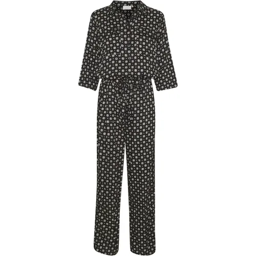 Schwarze Krawatte/Punkt Jumpsuit Hose , Damen, Größe: 2XL - Kaffe - Modalova