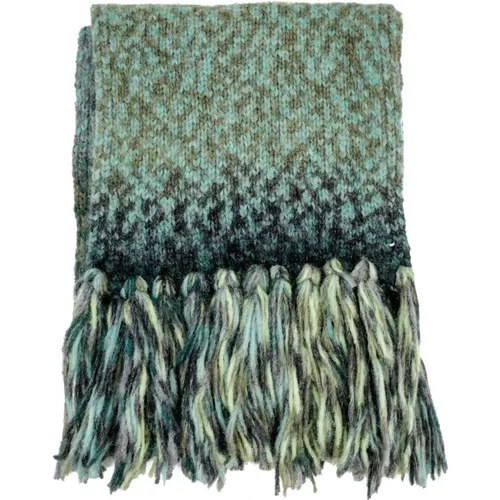 Winter Scarves, female, , Size: ONE SIZE Blue Wool Blend Fringed Scarf - Kangra - Modalova