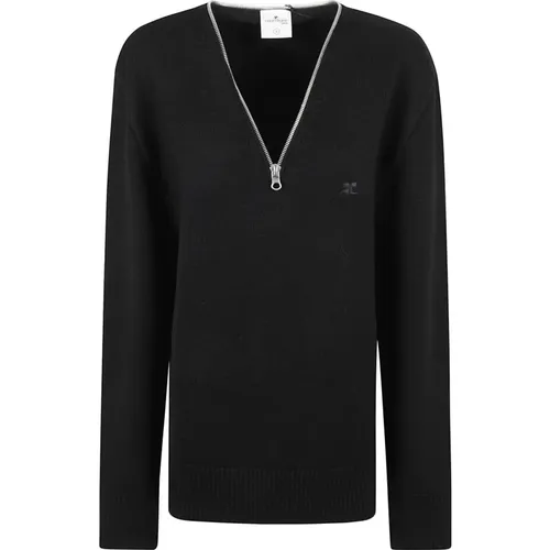 Schwarzer Wollstrickpullover Aw24 , Damen, Größe: S - Courrèges - Modalova