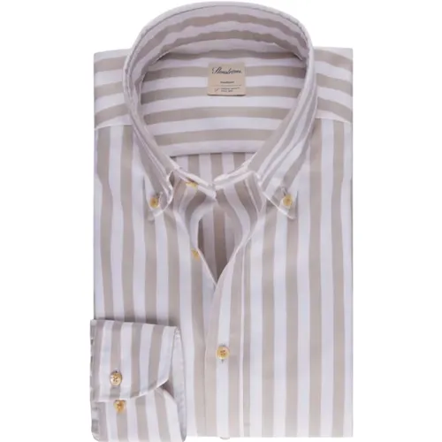 Casual Shirts, male, , Size: L Striped Slim Fit Oxford Shirt - Stenströms - Modalova