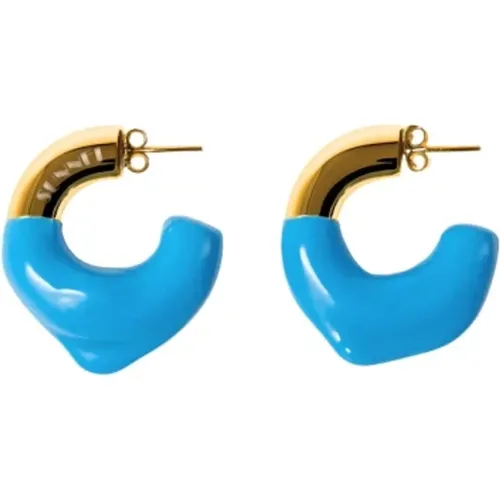 Goldene gummierte Ohrringe mit Schmetterlingsverschluss , Damen, Größe: ONE Size - Sunnei - Modalova