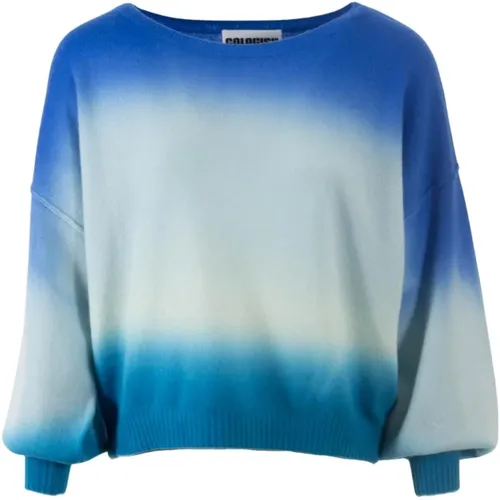 Blauer Dip Dye Ballon Sweatshirt , Damen, Größe: S - Crush - Modalova