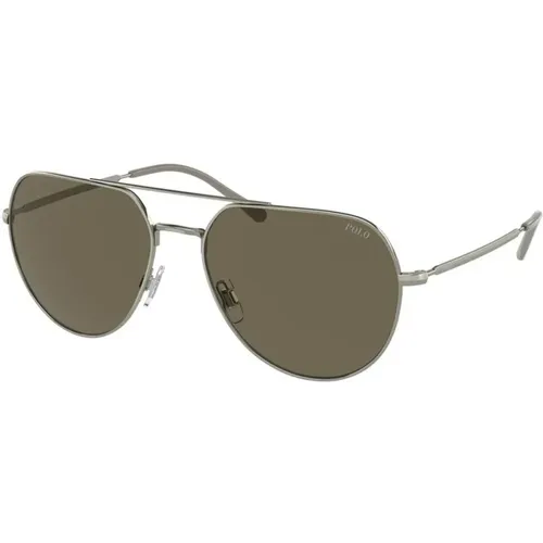 Sunglasses, male, , Size: ONE SIZE Metal Frame Sunglasses with Brown Lenses - Ralph Lauren - Modalova