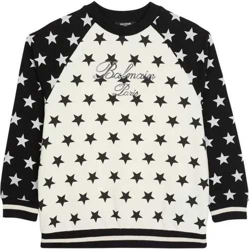 Signature Sweatshirt mit Sternen - Balmain - Modalova