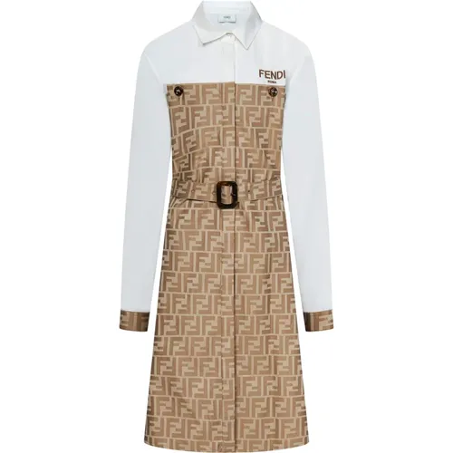 Weiße Poplin Midi-Kleid für Mädchen - Fendi - Modalova