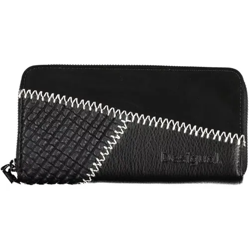 Schwarze Polyethylen-Brieftasche mit Logo-Reißverschluss - Desigual - Modalova