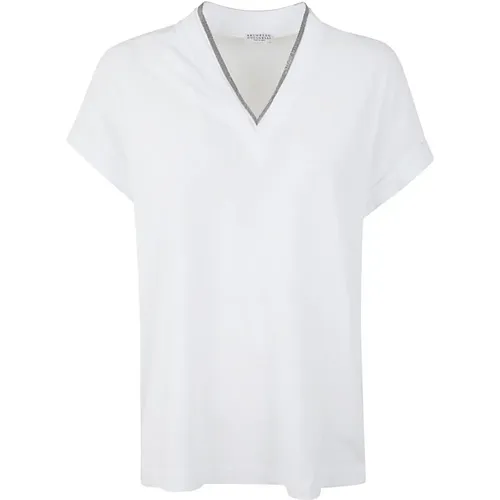 V Neck T-Shirt , female, Sizes: M, XL, L, S - BRUNELLO CUCINELLI - Modalova