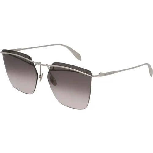 Sonnenbrille Silbergestell Graue Linse , Damen, Größe: 59 MM - alexander mcqueen - Modalova