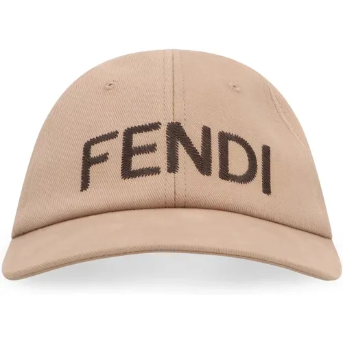 Caps, male, , Size: ONE SIZE Cotton Baseball Cap with Rigid Visor - Fendi - Modalova