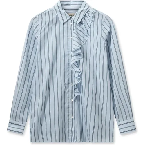 Feminine Stripe Shirt with Ruffle Details , female, Sizes: XL - MOS MOSH - Modalova