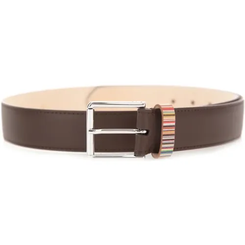 Belts, male, , Size: 90 CM Leather Belt with Multistripe Keeper - Paul Smith - Modalova