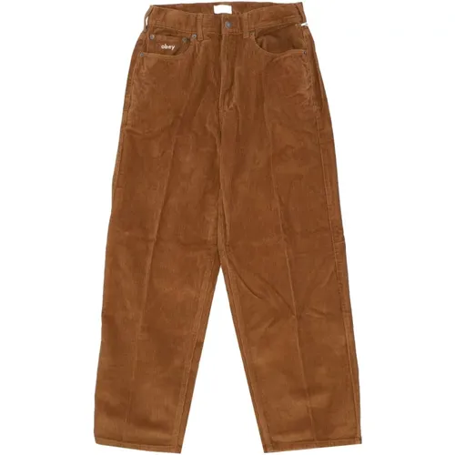 Corduroy Java Mens Trousers , male, Sizes: W29, W33, W31, W28, W34, W30, W32 - Obey - Modalova