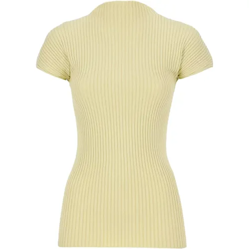 Gelber Baumwollpullover mit hohem Kragen , Damen, Größe: S - Fabiana Filippi - Modalova